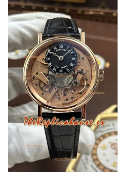 Reloj Breguet Tradition 7057BR/R9/9W6 con caja de oro rosa y tourbillon único, superclon