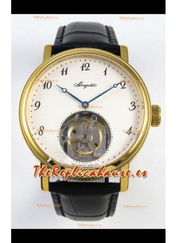 Reloj Breguet Classique Tourbillon con esfera de números en oro amarillo, réplica exacta