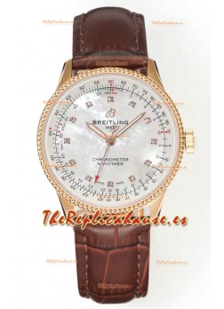Reloj Navitimer Automatic 36 con esfera de perlas color oro rosa, réplica perfecta