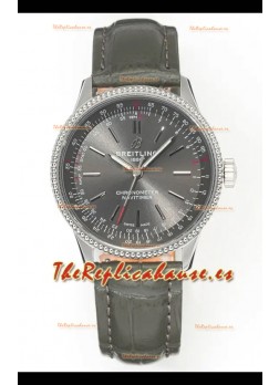 Reloj Navitimer Automatic 36 con esfera gris y caja de acero, réplica de alta calidad