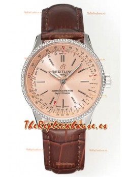 Reloj Navitimer Automatic 36 con esfera color champán y caja de acero, réplica de alta calidad
