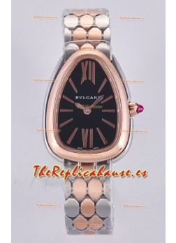 Reloj Serpenti Seduttori Superclon con esfera negra y caja bicolor en oro rosa
