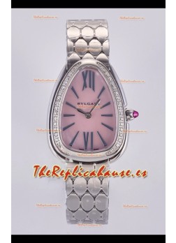 Reloj Superclon Serpenti Seduttori con esfera rosa perlada y caja de acero