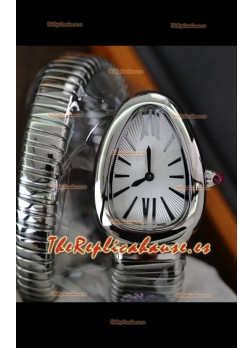Reloj Serpenti Superclon de acero inoxidable con esfera blanca