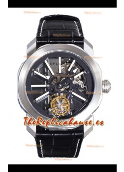 Reloj Bvlgari Octo Roma de titanio con marcadores de hora blancos, réplica perfecta