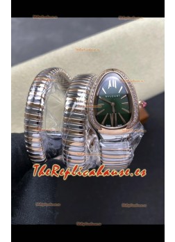 Reloj Serpenti Tubogas Double Spiral con esfera verde y dos tonos, superclon