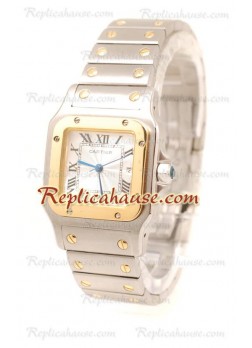 Cartier Santos 100 Dos Tonos Réplica tamaño Reloj para Dama