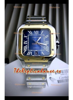 Reloj réplica suizo Cartier Santos De Cartier 904L de acero con esfera azul y dos tonos