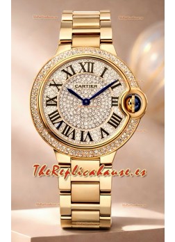Reloj Ballon De Cartier Suizo Quartz de 33 mm, oro rosa, diamantes, superclon