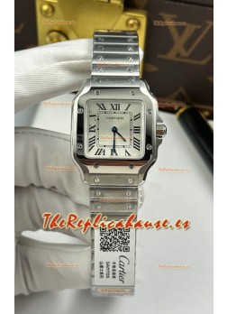Reloj Cartier Santos Swiss Quartz de 27 mm con esfera de acero, réplica de alta calidad