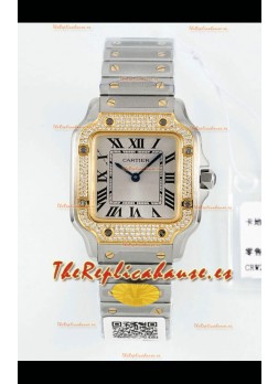 Reloj Cartier Santos Swiss Quartz de 27 mm, bicolor, superclone