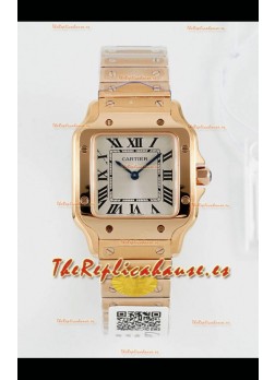 Reloj Cartier Santos Swiss Quartz de 27 mm, oro rosa, superclon