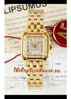 Reloj PANTHERE de Cartier de 22 mm con diamantes, esfera y oro amarillo, superclon