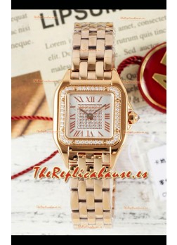 Reloj PANTHERE de Cartier de 22 mm con diamantes, esfera y oro rosa, superclon