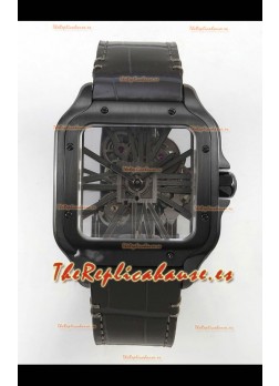 Reloj Santos De Cartier Superclon con esfera esqueletizada y revestimiento PVD MLF