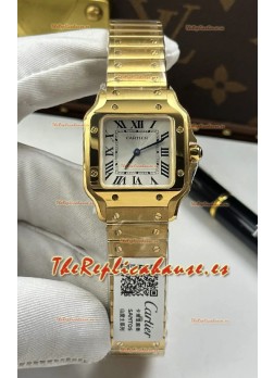 Reloj Cartier Santos Swiss Quartz de 27 mm, oro amarillo, superclon