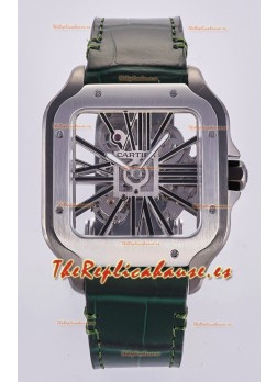 Reloj Santos De Cartier Superclon con esfera esqueletizada y caja de acero