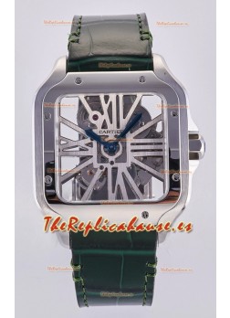 Reloj Santos De Cartier Superclon con esfera esqueletizada y caja de acero