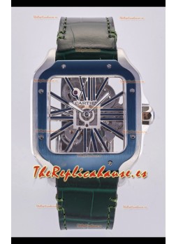 Reloj Santos De Cartier Superclon con esfera esqueletizada y caja bicolor