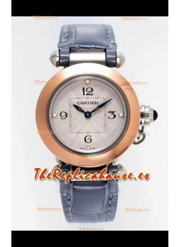Reloj Pasha De Cartier con caja de oro rosa de 30 mm, réplica de alta calidad
