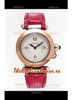 Reloj Pasha De Cartier con caja de oro rosa de 30 mm, réplica de alta calidad