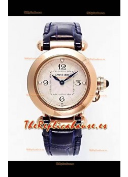 Reloj Pasha De Cartier con caja de oro rosa de 30 mm, réplica de alta calidad
