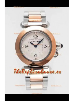 Reloj Pasha De Cartier con caja bicolor de 30 mm, réplica de alta calidad