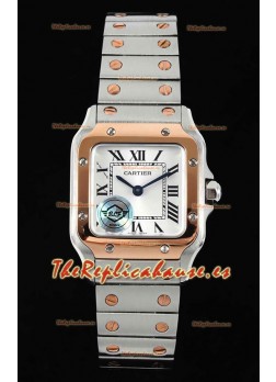 Reloj Cartier Santos Swiss Quartz de 27 mm, bicolor, superclone