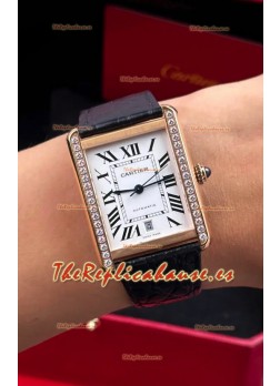 Reloj Cartier Tank Solo Suizo Automatico de 31 mm, oro rosa, diamantes, superclon