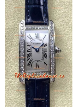 Reloj réplica suizo Cartier Tank Americaine de cuarzo suizo con caja de acero de 19 mm