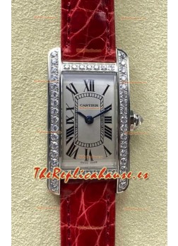 Reloj réplica suizo Cartier Tank Americaine de cuarzo suizo con caja de acero de 19 mm