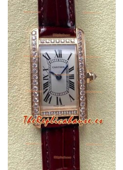Reloj réplica Cartier Tank Americaine Suizo Quartz de 19 mm en oro rosa