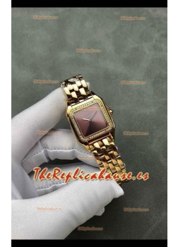 Reloj PANTHERE de Cartier de 27 mm con esfera roja y diamantes, réplica perfecta