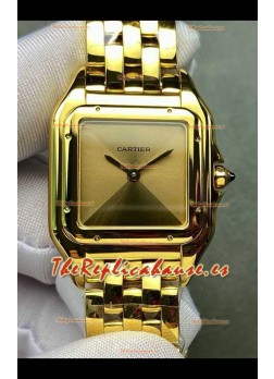 Reloj PANTHERE de Cartier de 27 mm con esfera dorada, réplica perfecta
