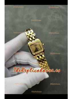 Reloj PANTHERE de Cartier de 22 mm con esfera dorada y diamantes, réplica perfecta