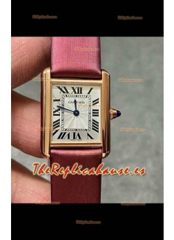 Cartier Tank Louis 22 mm, movimiento de cuarzo suizo, correa rosa, caja de oro