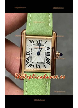 Reloj Cartier Tank Louis de 22 mm, cuarzo suizo, caja de oro y correa verde