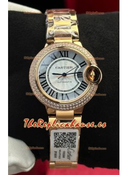 Reloj Ballon De Cartier automático de 33 mm, oro rosa, superclon