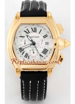 Cartier Roadster Gold Reloj Réplica - Leather