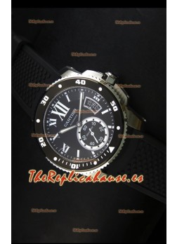 Calibre De Cartier Reloj con Caja de Acero 42MM Dial Negro -  Reloj Réplica Espejo 1:1