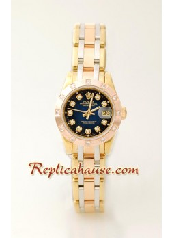Rolex Réplica Datejust - Tres Tonos - Dama -