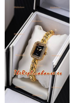 Reloj Chanel Premiere Galon con diamantes dorados y mecanismo de cuarzo suizo 