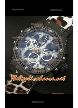 Hulbot Big Bang Edición Leopard con estuche revestido en PVD