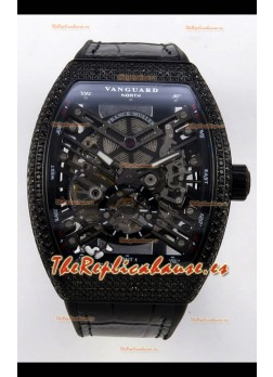 Reloj Franck Muller V45 Tourbillon Skeleton DLC Diamonds Superclon
