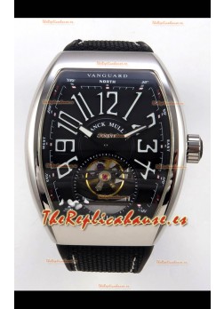 Reloj Franck Muller V45 Tourbillon de acero inoxidable con diamantes y correa de nailon, réplica perfecta