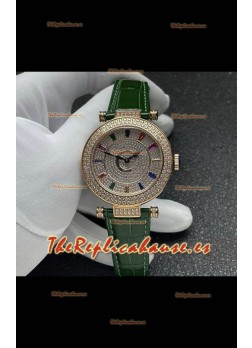 Reloj Franck Muller Double Mystery de cuarzo suizo con caja de oro y diamantes