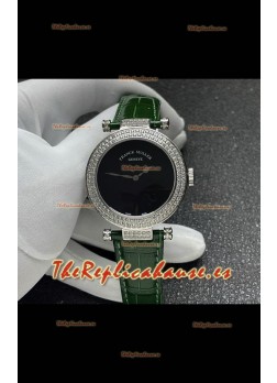 Reloj Franck Muller Double Mystery de cuarzo suizo con caja de acero y diamantes