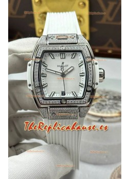 Reloj Hublot Spirit of Big Bang con caja de acero y esfera blanca de 39 mm, superclon