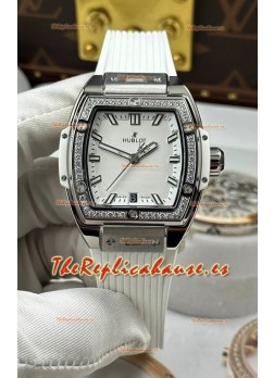 Reloj Hublot Spirit of Big Bang con caja de acero y esfera blanca de 39 mm, superclon
