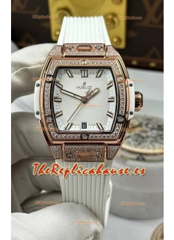 Reloj Hublot Spirit of Big Bang de oro rosa con esfera blanca de 39 mm, superclon